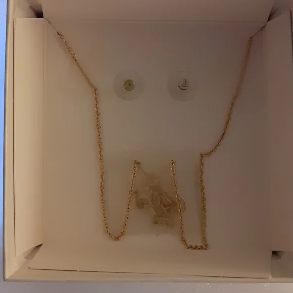 Nine West White Enamel Flowers with Rhinestone Earrings and Necklace set. - Picture 5 of 5